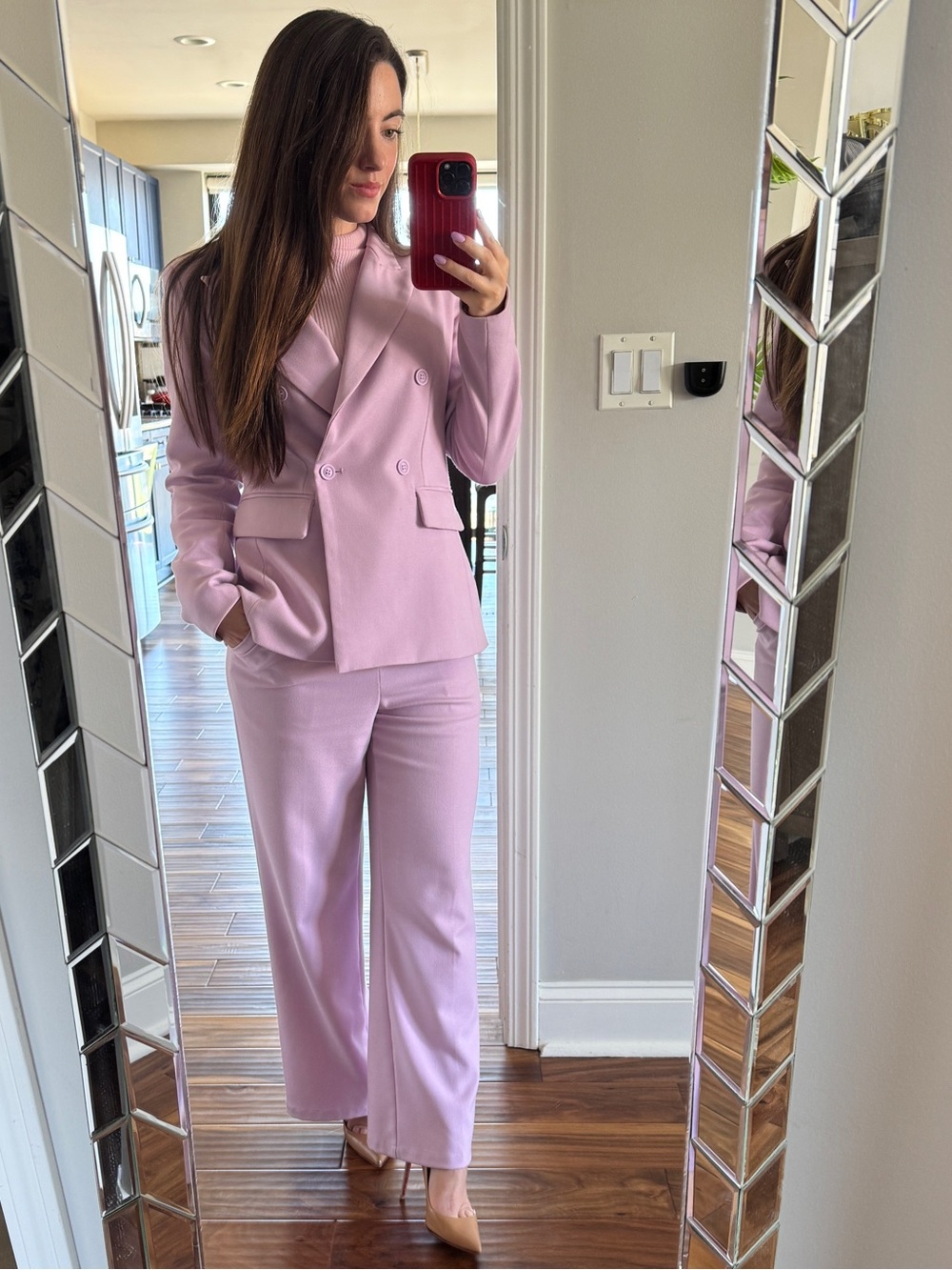 Tailored Double-Breasted Women’s Suit Pants - Light Lavender